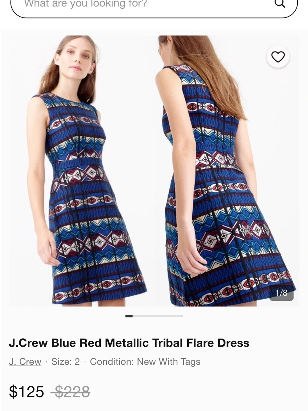 J. Crew Sleeveless Blue Multi-Print Fit-and-Flare Dress